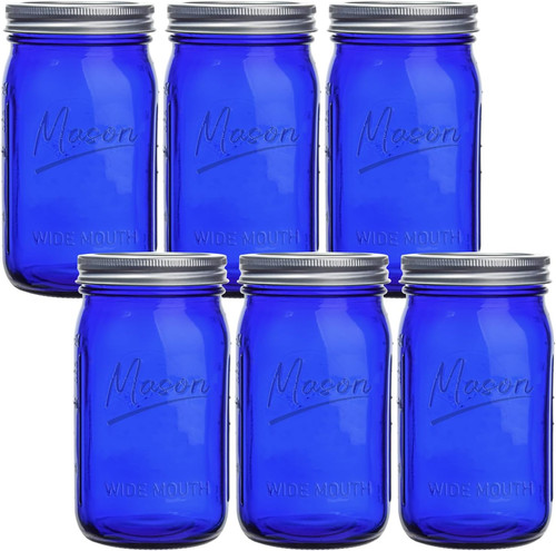 Blue mason jars 6 - mason, 32