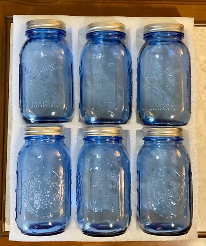 Pack blue glass mason - 6,
