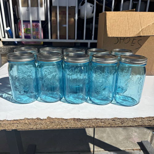 Ball blue glass mason jars - ball,